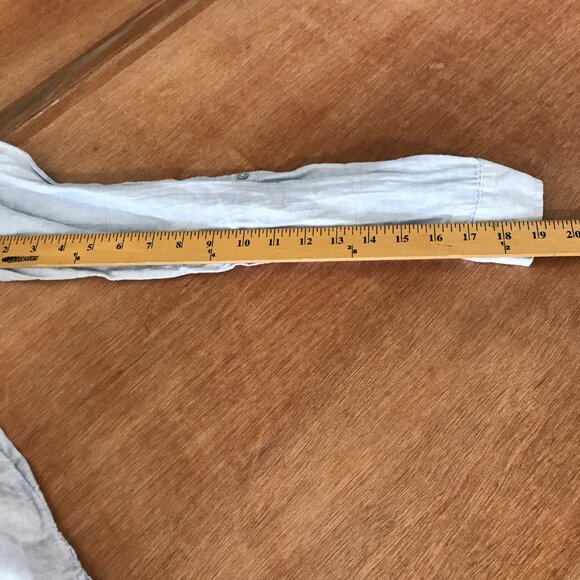 Tahari 100% Linen Top Women S Blue Button Up Pocket Long Sleeve Collared 17035 - Picture 9 of 15